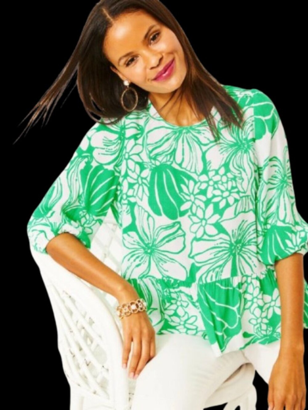 Lilly Pulitzer Women's Aranea Top Shirt Kiss My Tulips